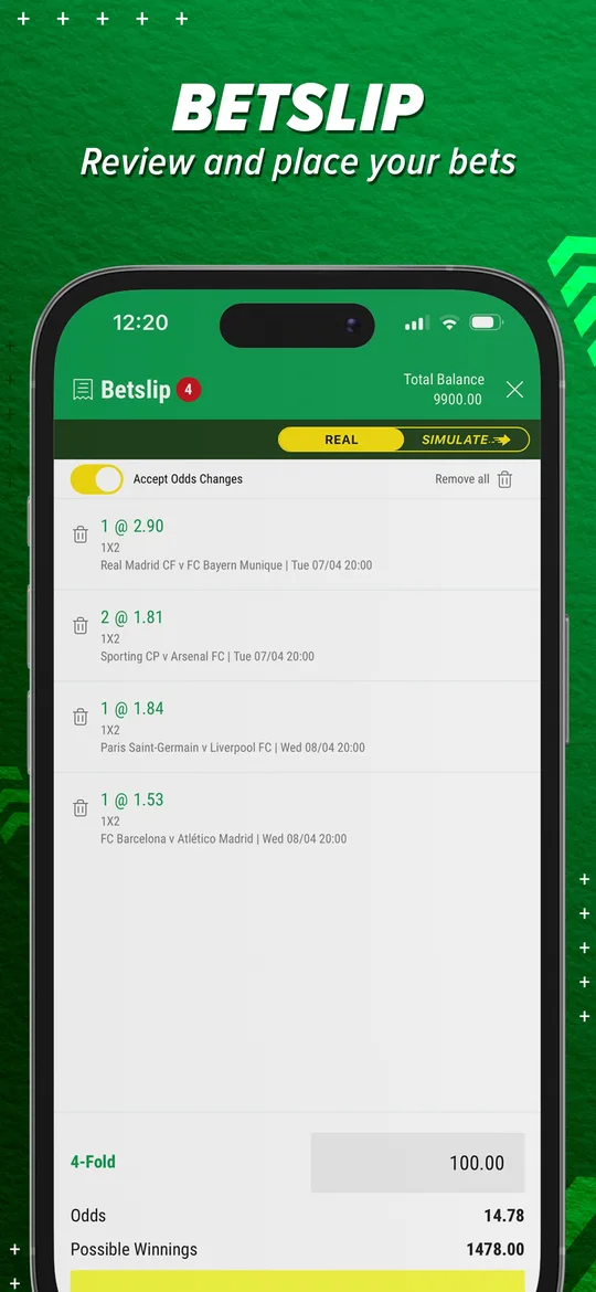 Ticket de pari combiné dans l’application Premier Bet